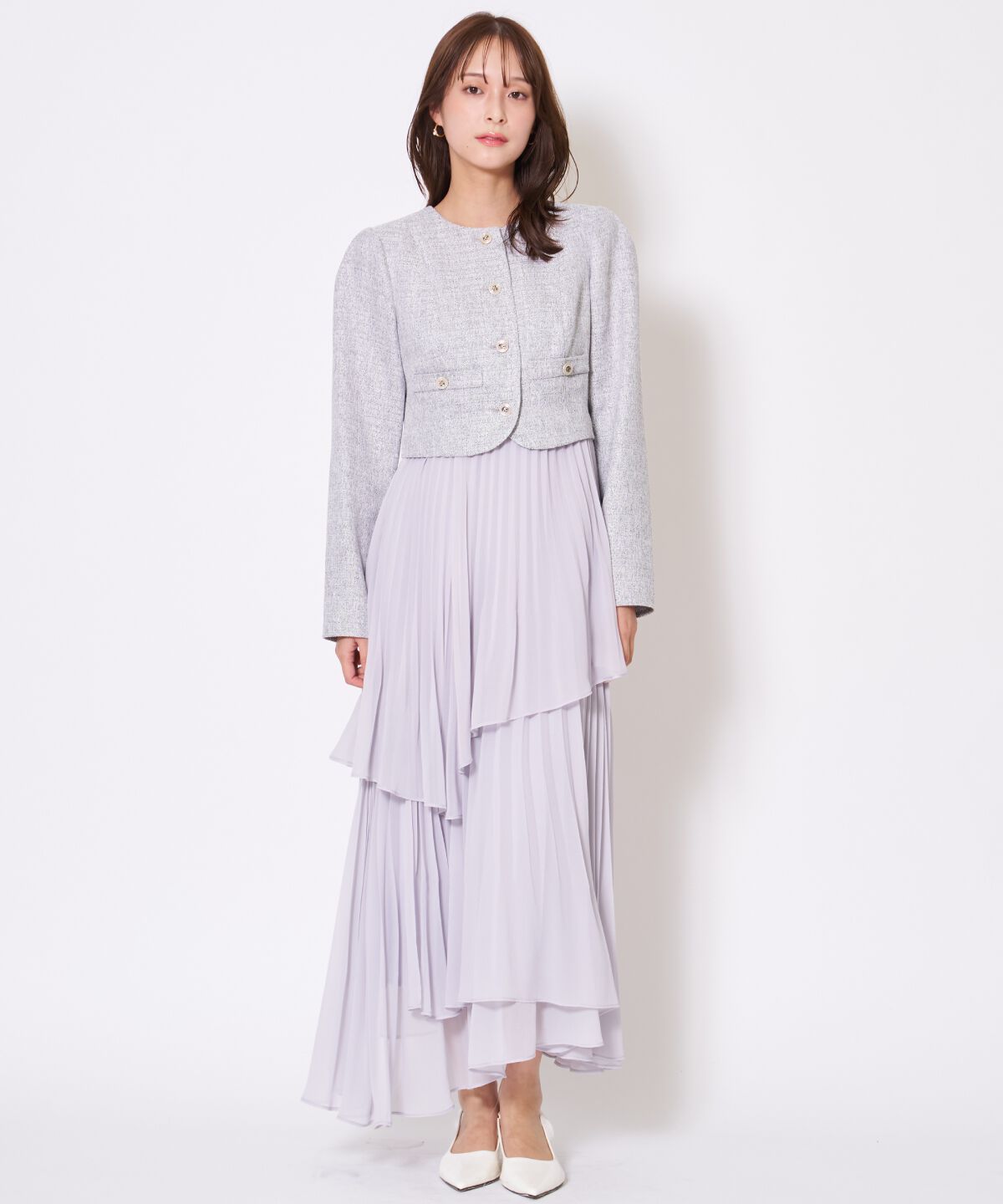 アンドクチュール「ツイードジャケットドッキングワンピース」|ワンピース|