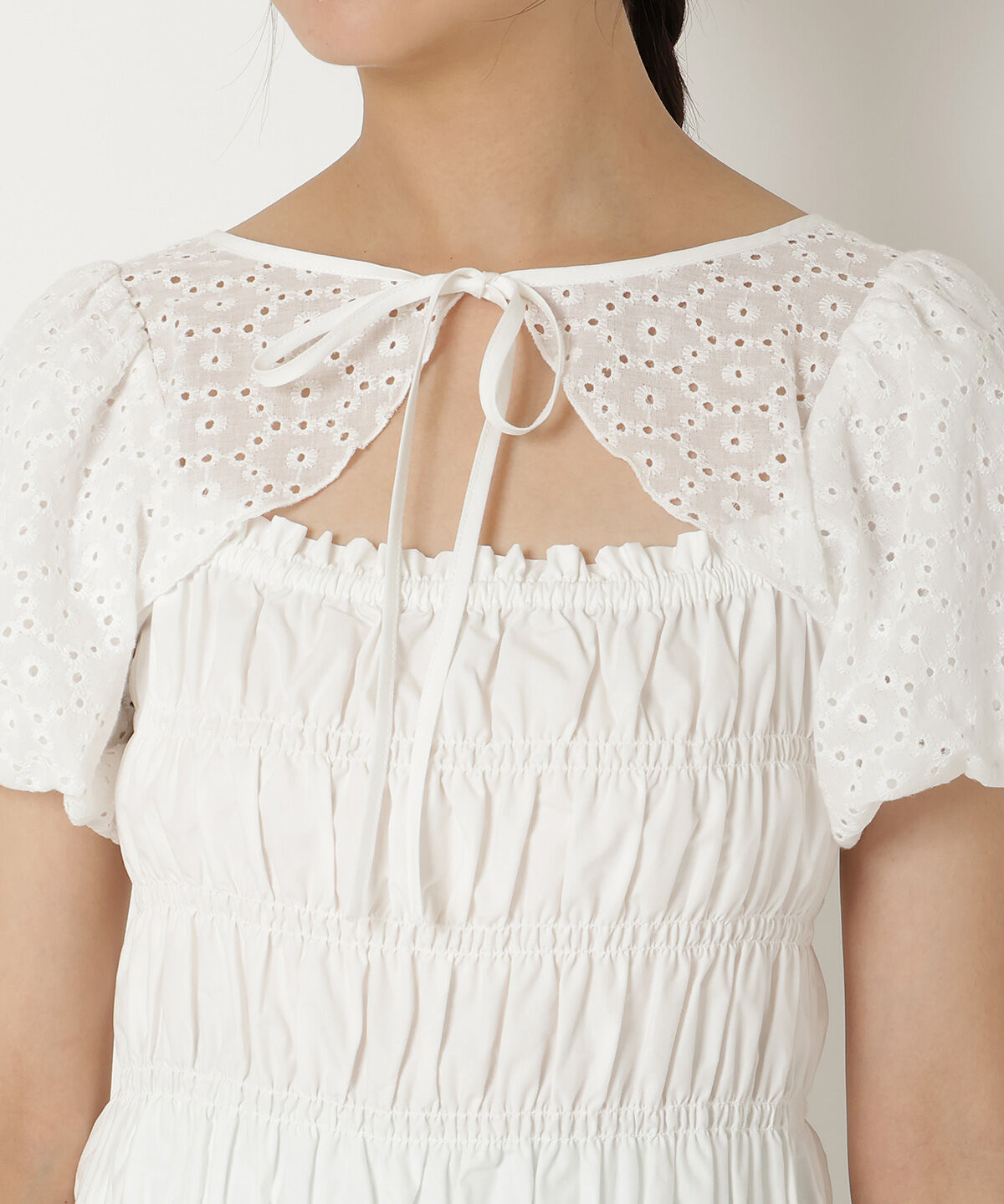 REDYAZEL「コットンレースシャーリングブラウス」|シャツ・ブラウス|