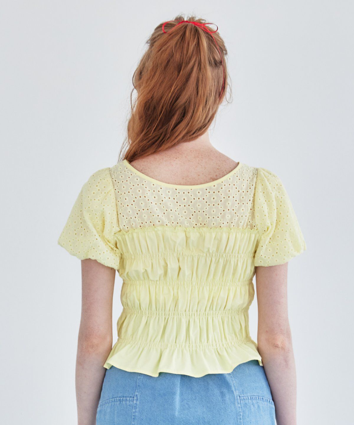 REDYAZEL「コットンレースシャーリングブラウス」|シャツ・ブラウス|