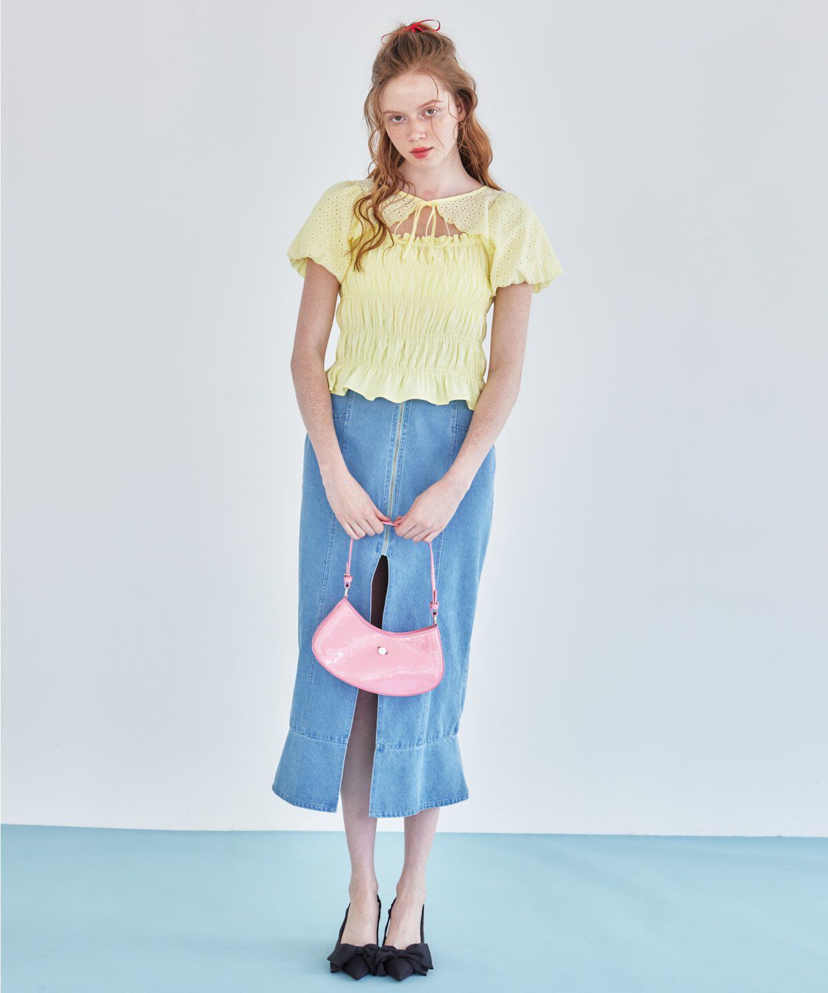 REDYAZEL「コットンレースシャーリングブラウス」|シャツ・ブラウス|