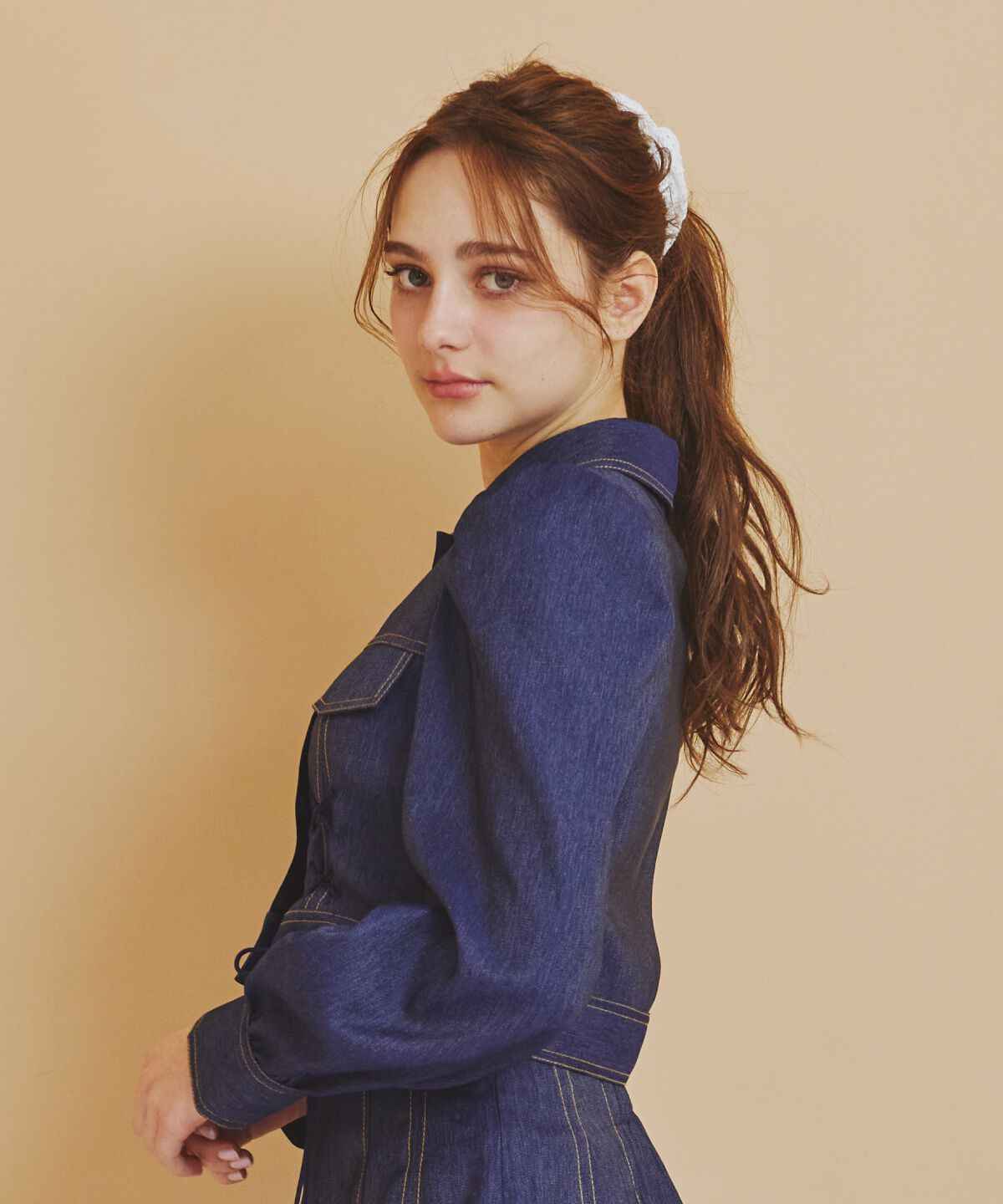 REDYAZEL「デニムライクレースアップショートジャケット」|デニムジャケット|