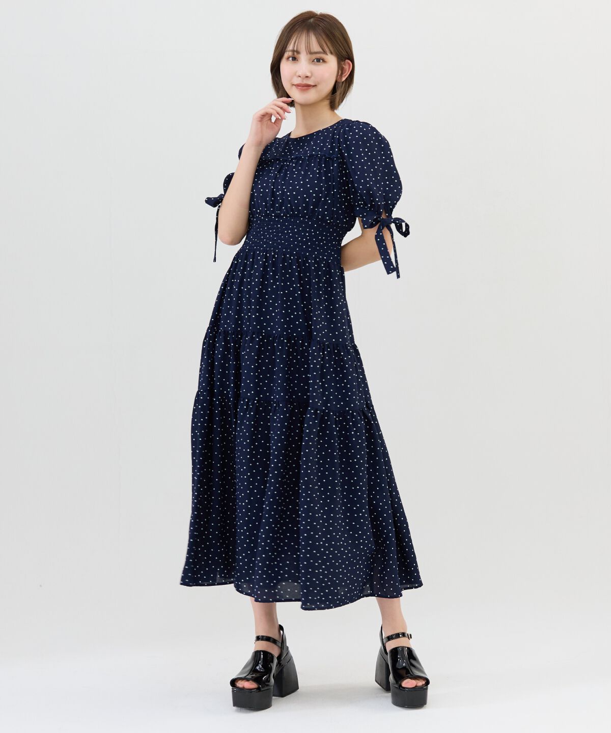 REDYAZEL「リボンスリーブティアードワンピース」|ワンピース|