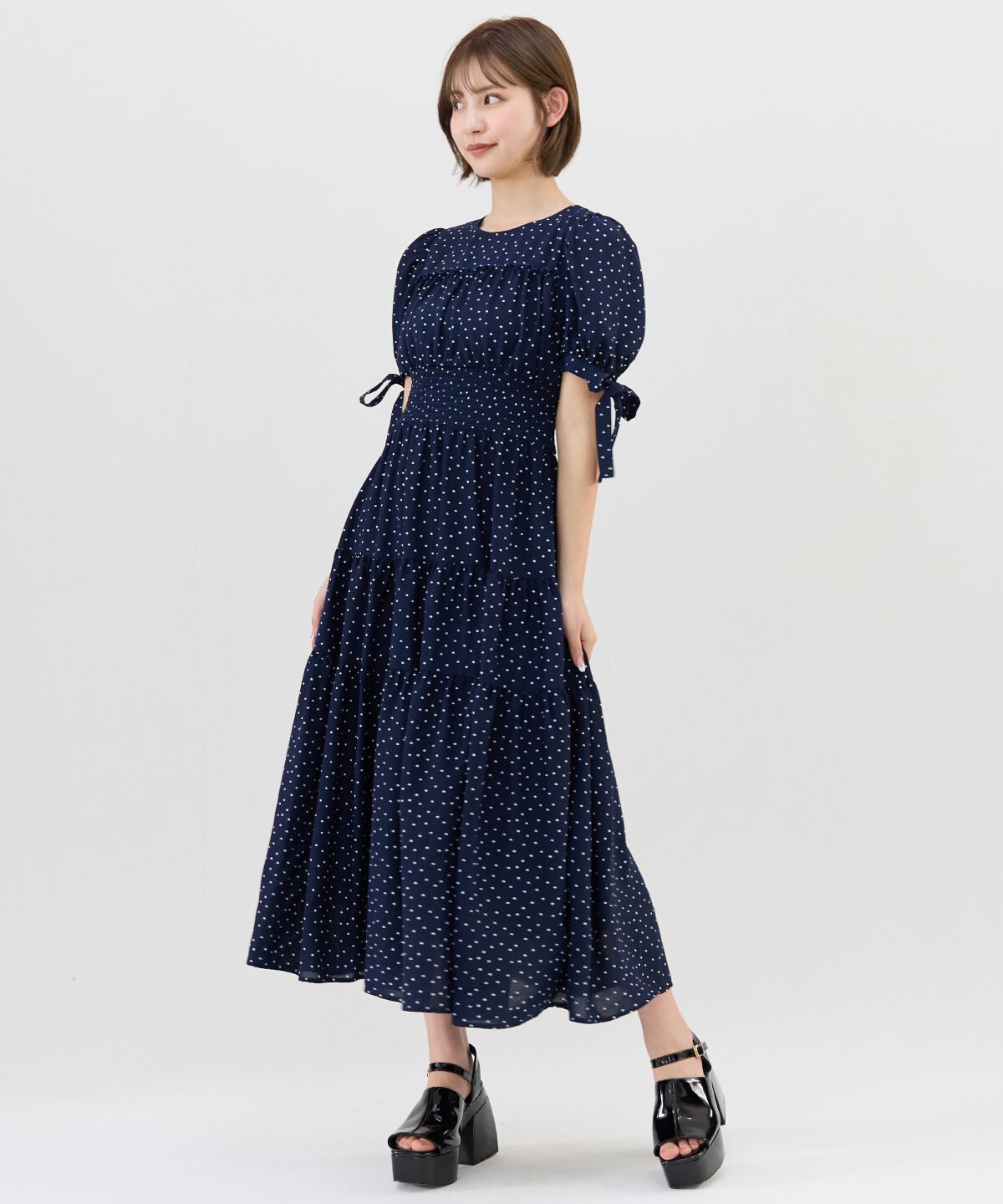 REDYAZEL「リボンスリーブティアードワンピース」|ワンピース|