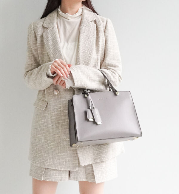 Jewelna Rose「ジュエルナローズ |ターミー ハンドバッグ トート ミドルサイズ コンパクト  10757」|トートバッグ|モーヴグレー