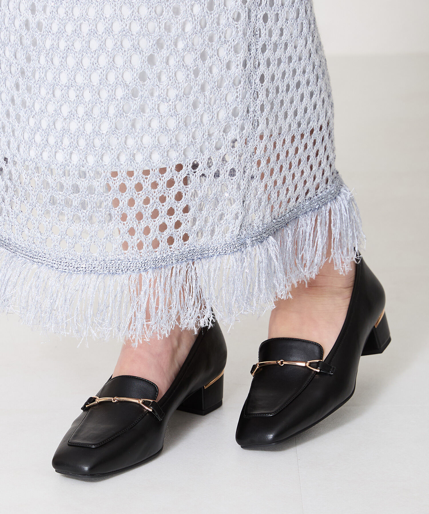 WA Oriental TRaffic「●人気シリーズ●メタリックラインビットヒールローファー/52101 ローファー」|パンプス|