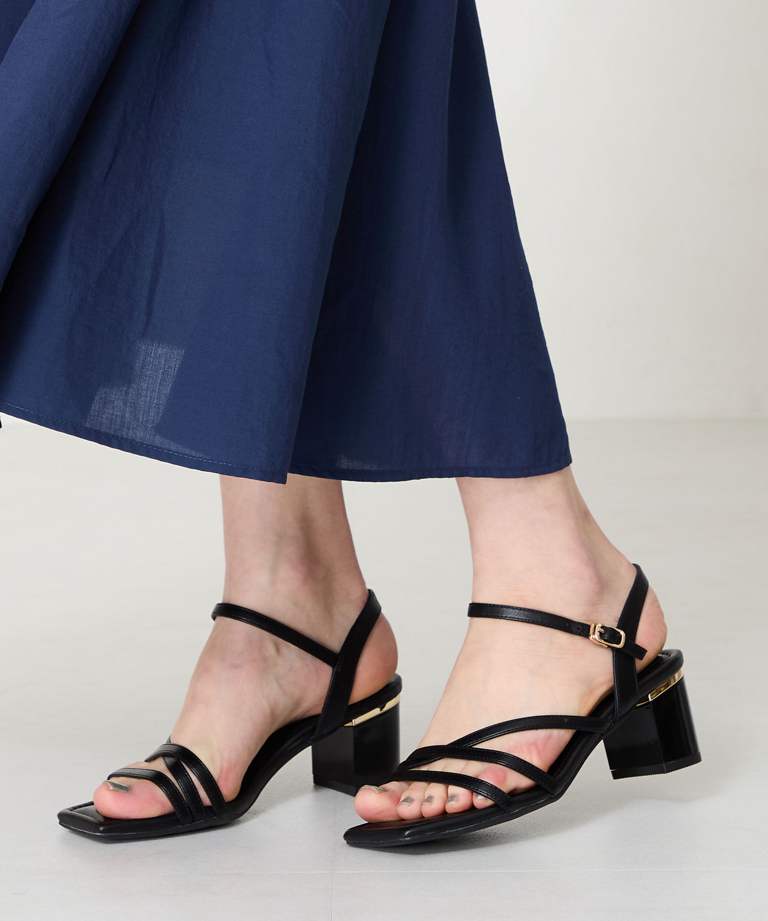 ORiental TRaffic「アシンメトリーストラップヒールサンダル/51230 サンダル 人気 トレンド ヒール6.7cm」|サンダル|