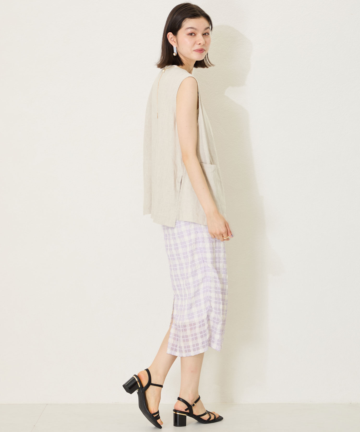 ORiental TRaffic「アシンメトリーストラップヒールサンダル/51230 サンダル 人気 トレンド ヒール6.7cm」|サンダル|