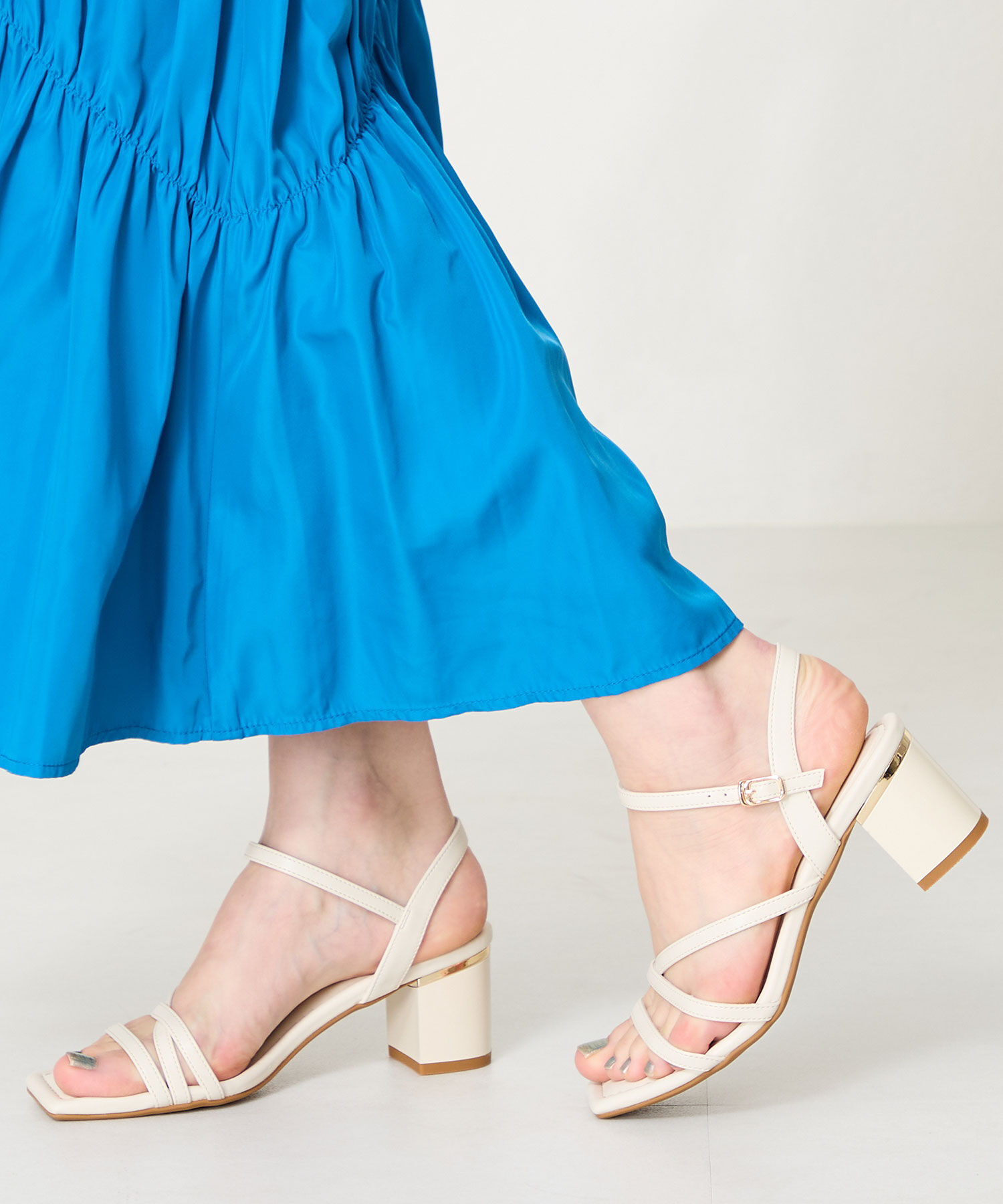 ORiental TRaffic「アシンメトリーストラップヒールサンダル/51230 サンダル 人気 トレンド ヒール6.7cm」|サンダル|