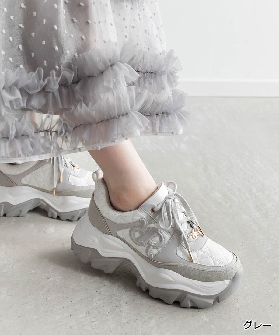  「モノグラムボリュームソールスニーカー」|スニーカー|グレー