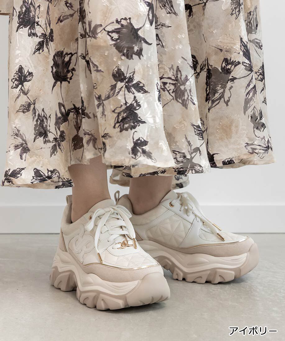  「モノグラムボリュームソールスニーカー」|スニーカー|アイボリー