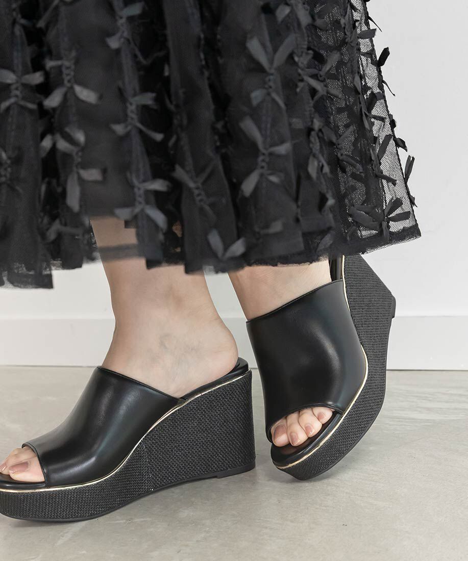  「ベーシックミュールウェッジサンダル」|パンプス|