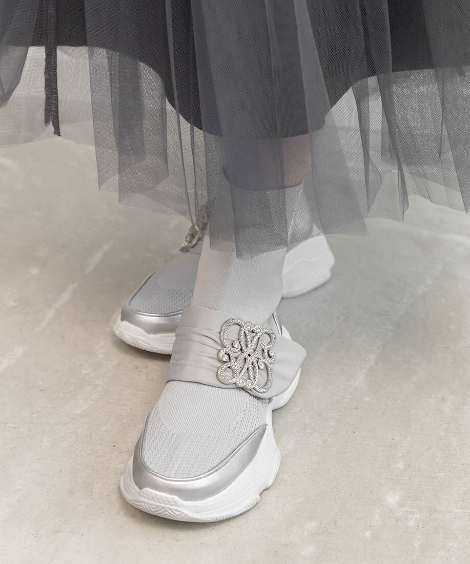  「【SUSTAINABLE】ビジューモノグラムパーツソックススニーカー」|スニーカー|