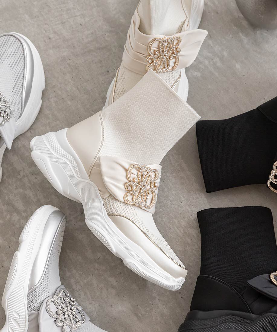  「【SUSTAINABLE】ビジューモノグラムパーツソックススニーカー」|スニーカー|