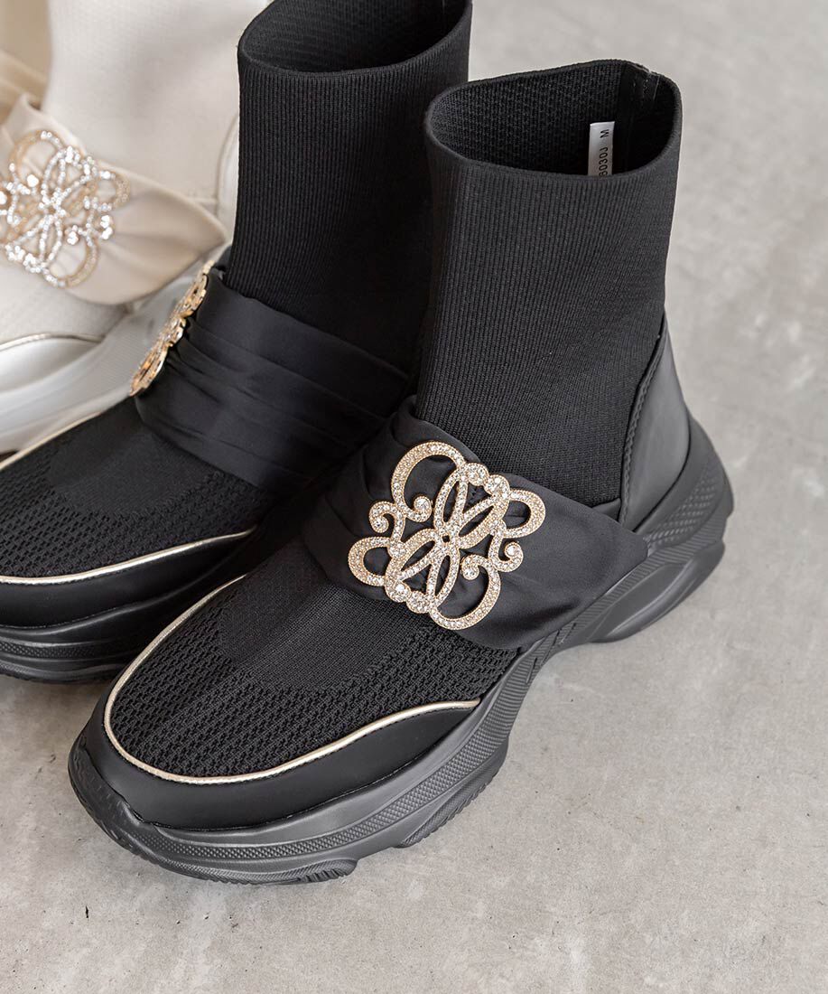  「【SUSTAINABLE】ビジューモノグラムパーツソックススニーカー」|スニーカー|