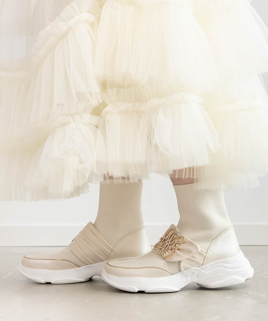  「【SUSTAINABLE】ビジューモノグラムパーツソックススニーカー」|スニーカー|