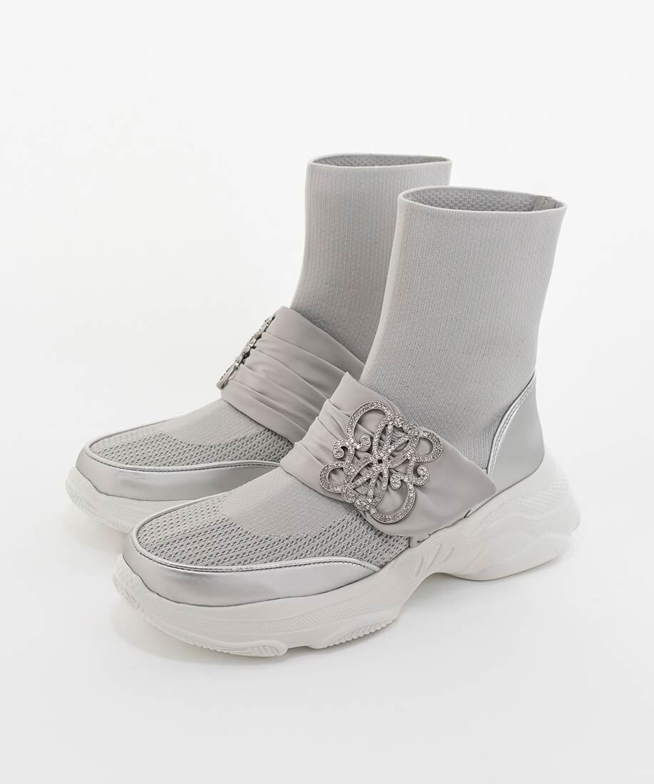  「【SUSTAINABLE】ビジューモノグラムパーツソックススニーカー」|スニーカー|