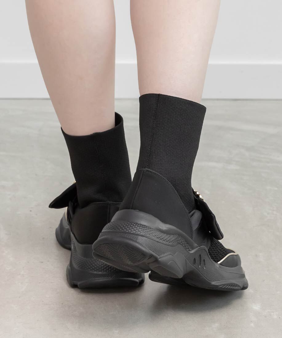  「【SUSTAINABLE】ビジューモノグラムパーツソックススニーカー」|スニーカー|