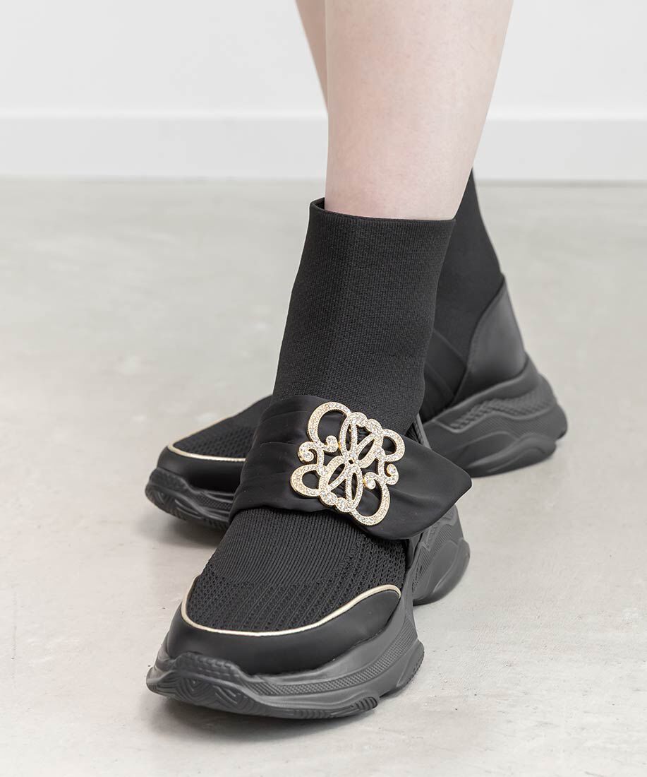  「【SUSTAINABLE】ビジューモノグラムパーツソックススニーカー」|スニーカー|