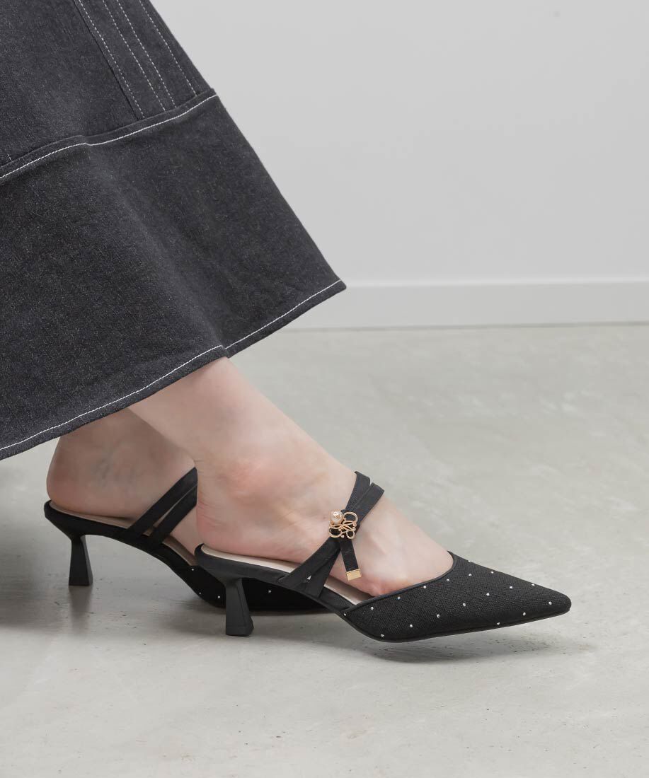  「モノグラムパールミュールパンプス」|パンプス|ブラック