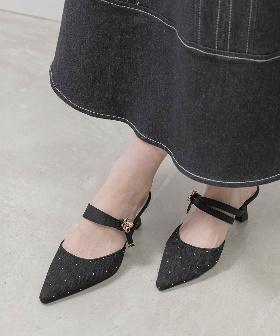  「モノグラムパールミュールパンプス」|パンプス|