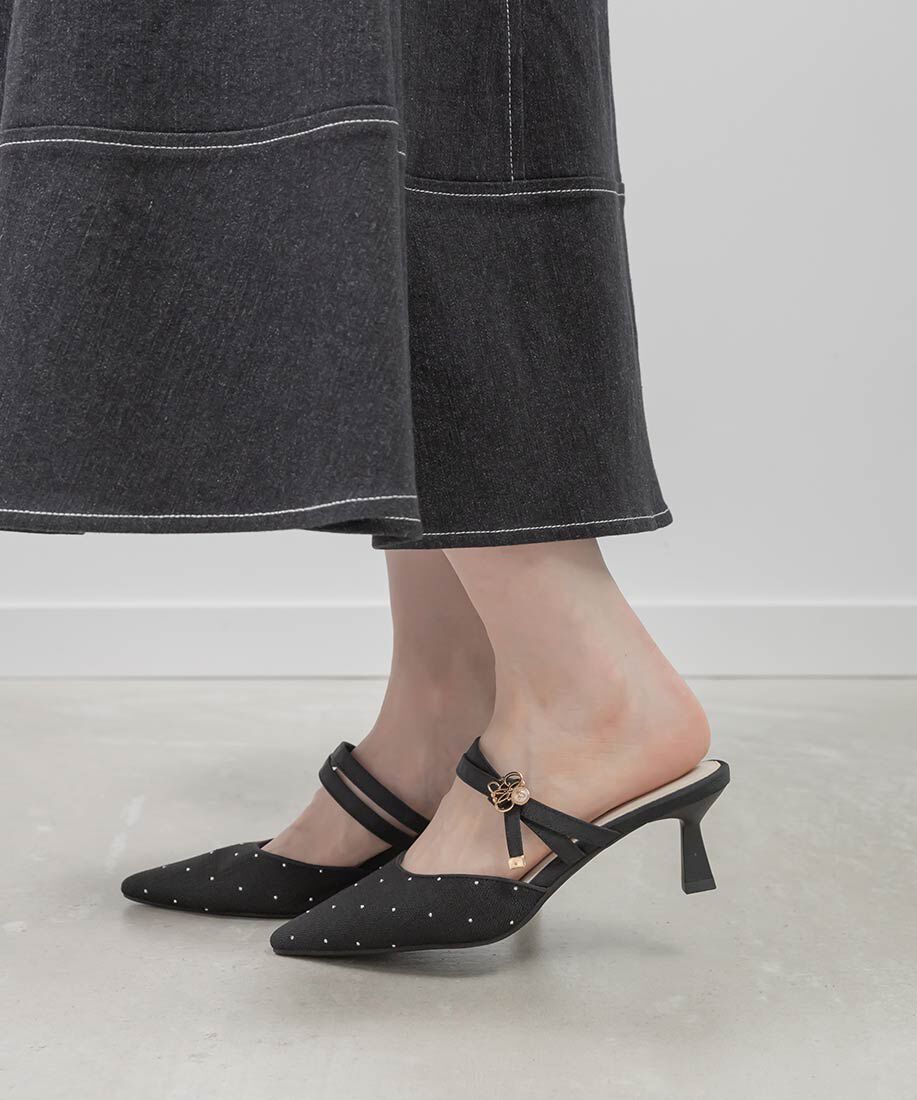  「モノグラムパールミュールパンプス」|パンプス|