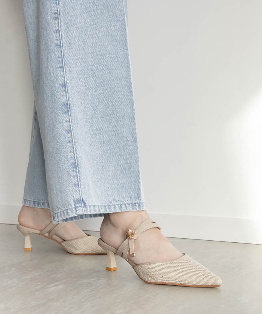  「モノグラムパールミュールパンプス」|パンプス|