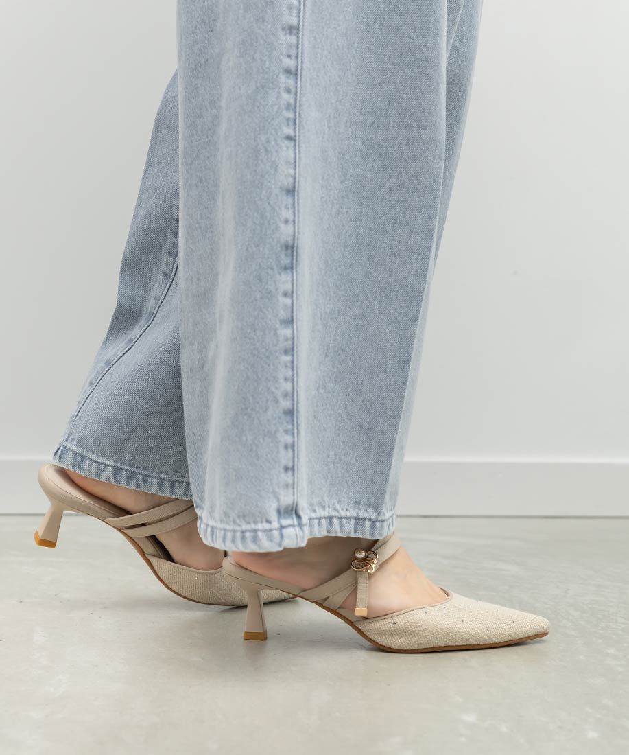  「モノグラムパールミュールパンプス」|パンプス|