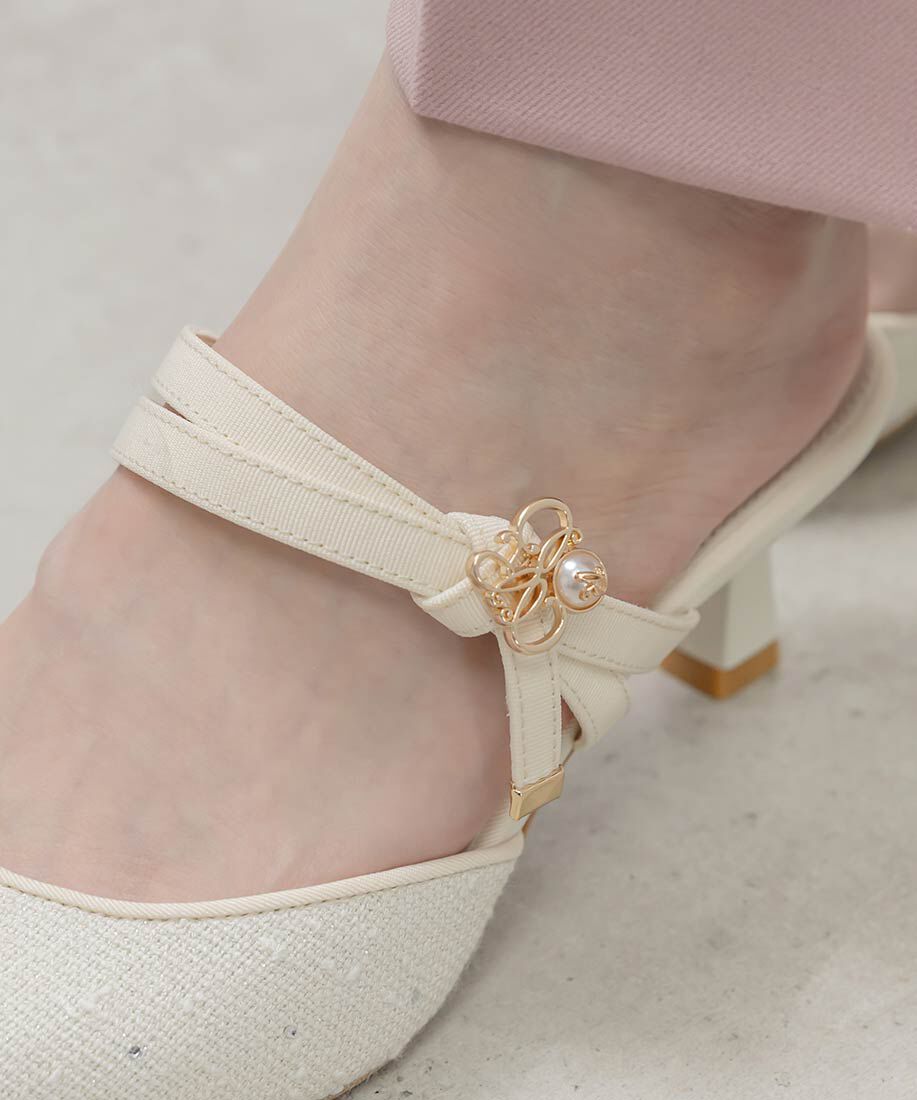  「モノグラムパールミュールパンプス」|パンプス|