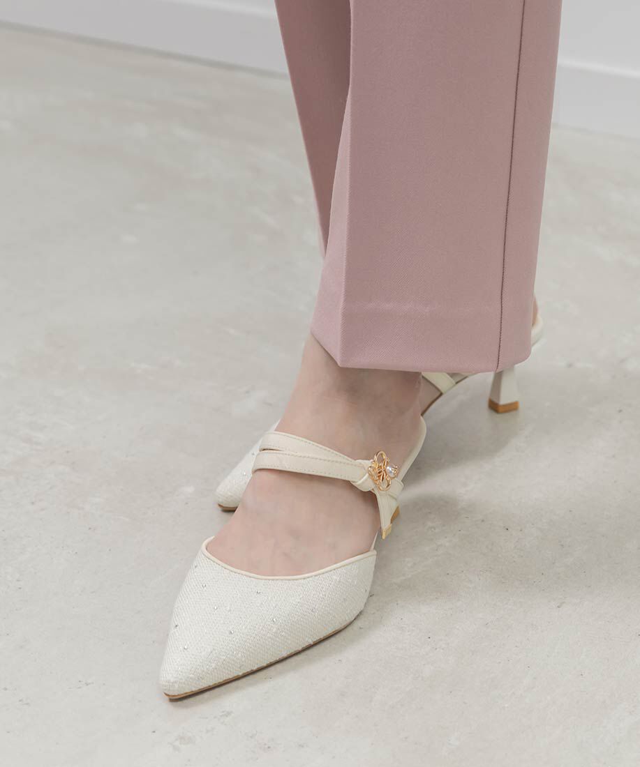  「モノグラムパールミュールパンプス」|パンプス|