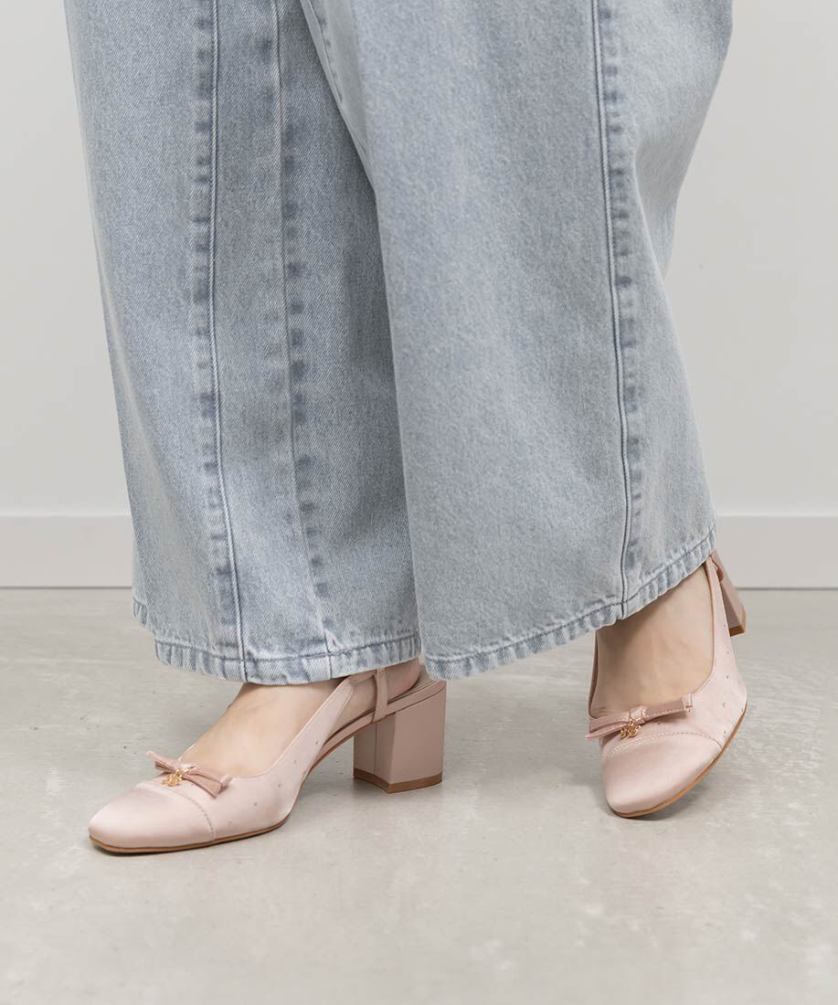  「ミニリボンバックストラップパンプス」|パンプス|