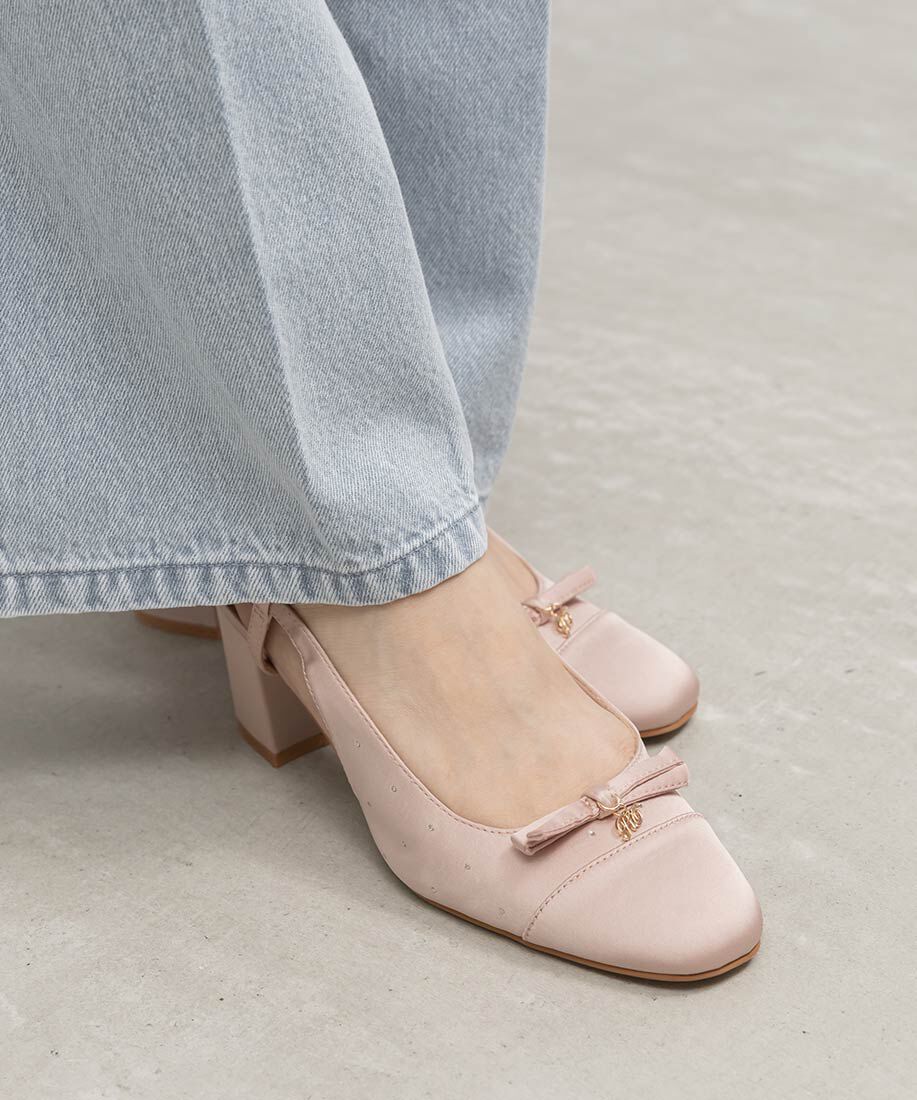  「ミニリボンバックストラップパンプス」|パンプス|