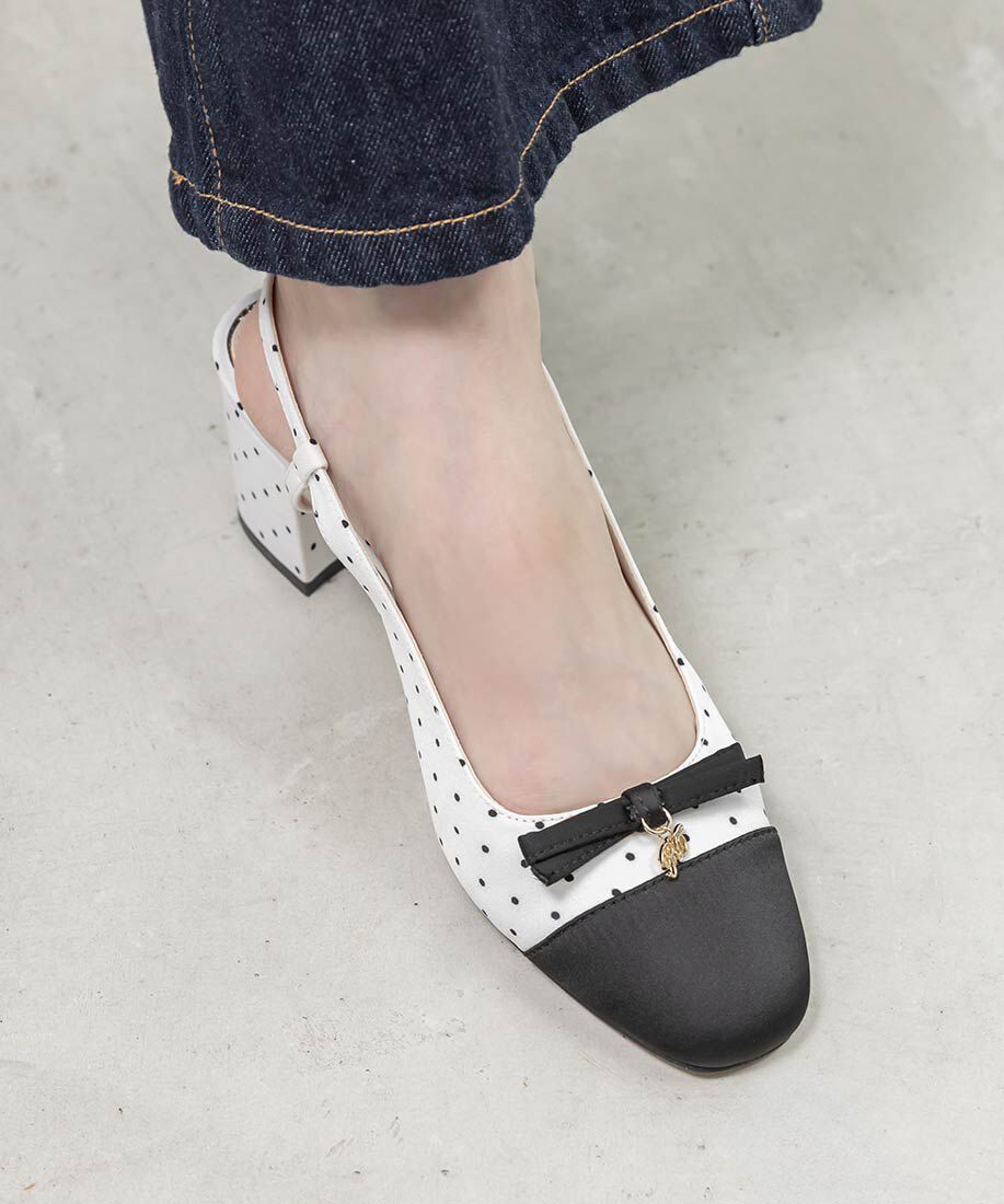  「ミニリボンバックストラップパンプス」|パンプス|