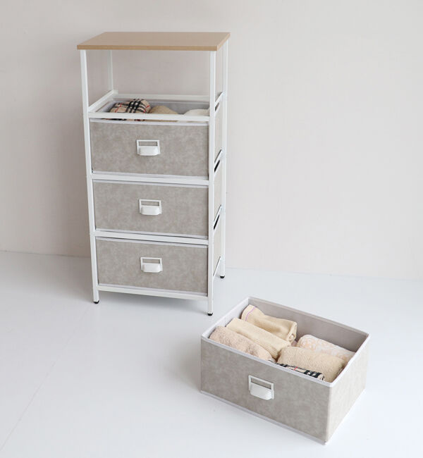 B-COMPANY「たっぷり入る万能チェスト　セラミック風チェスト4段／幅45cm」|タオル|