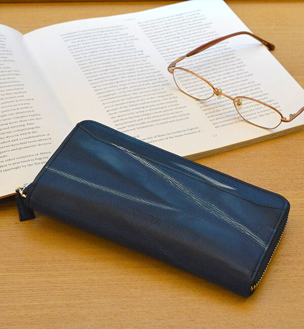 Kinuya Indigo「AWA-AI　絞りラウンド長財布」|財布|