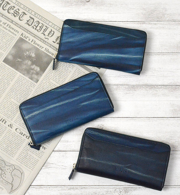 Kinuya Indigo「AWA-AI　絞りラウンド長財布」|財布|