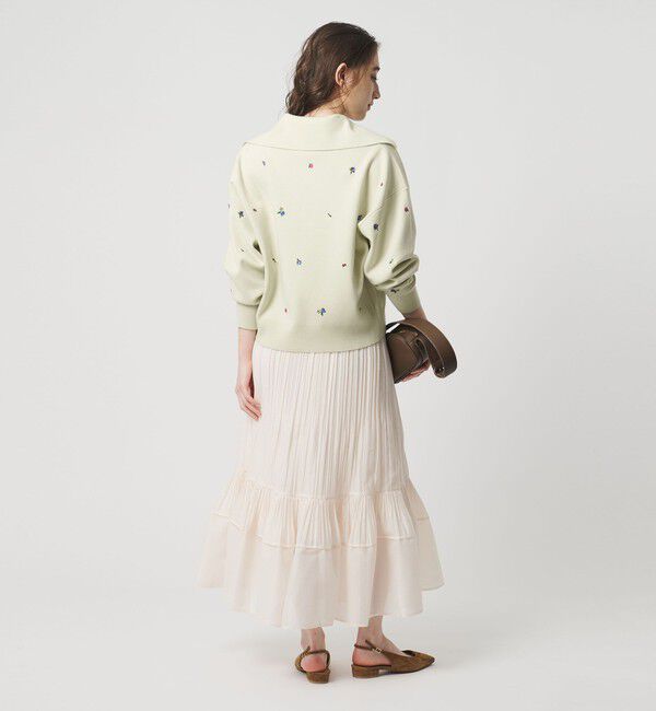 UNITED ARROWS「フラワー エンブロイダリー スキッパーニット」|ニット・セーター|