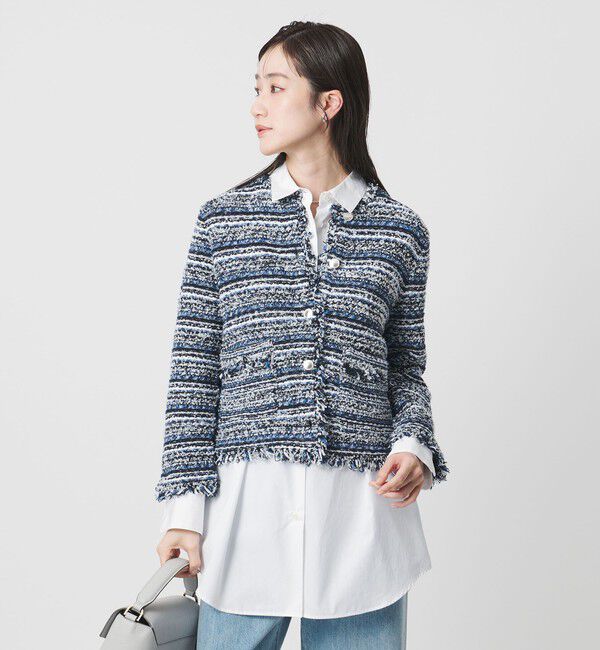 UNITED ARROWS「カラーミックス ツイードライク カーディガン」|カーディガン|NAVY