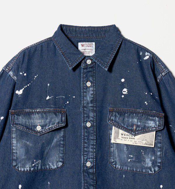 UNITED ARROWS「【別注】＜WESCOT＞スプラッシュ ペイント デニム シャツ」|シャツ・ブラウス|