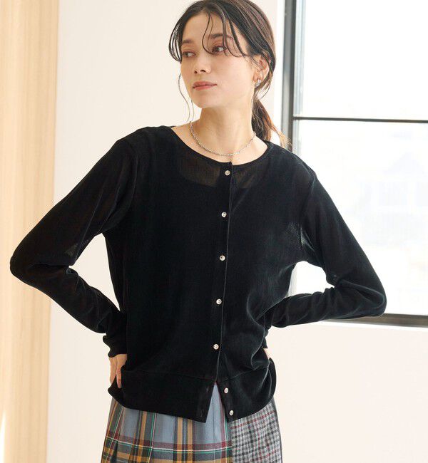 UNITED ARROWS green label relaxing「極みシアーフロッキーカーデ」|カーディガン|BLACK