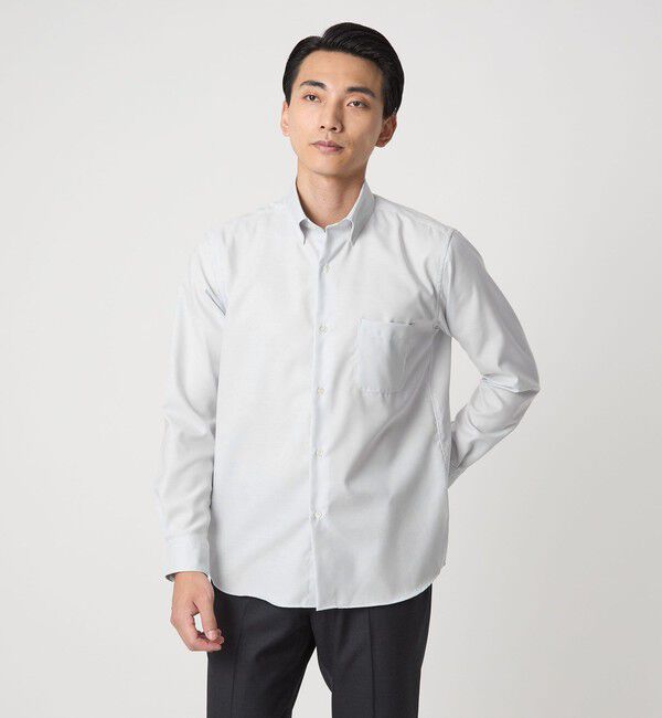 UNITED ARROWS green label relaxing「エブリット コットンオックス ソリッド スナップ ボタンダウン シャツ -イージーアイロン-」|シャツ・ブラウス|LT.GRAY