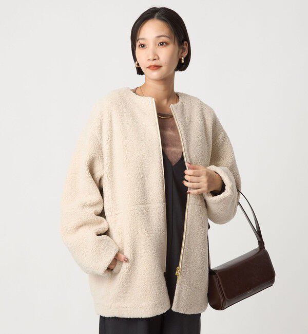 UNITED ARROWS green label relaxing「［size SHORTあり］ボア ノーカラー ブルゾン」|ブルゾン・スタジャン|