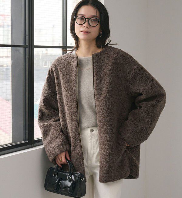 UNITED ARROWS green label relaxing「［size SHORTあり］ボア ノーカラー ブルゾン」|ブルゾン・スタジャン|MOCA