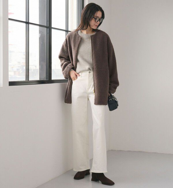 UNITED ARROWS green label relaxing「［size SHORTあり］ボア ノーカラー ブルゾン」|ブルゾン・スタジャン|