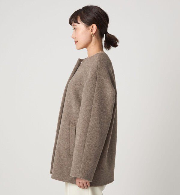 UNITED ARROWS green label relaxing「［size SHORTあり］アンゴラビーバー ノーカラー ミドル コート」|ノーカラーコート|