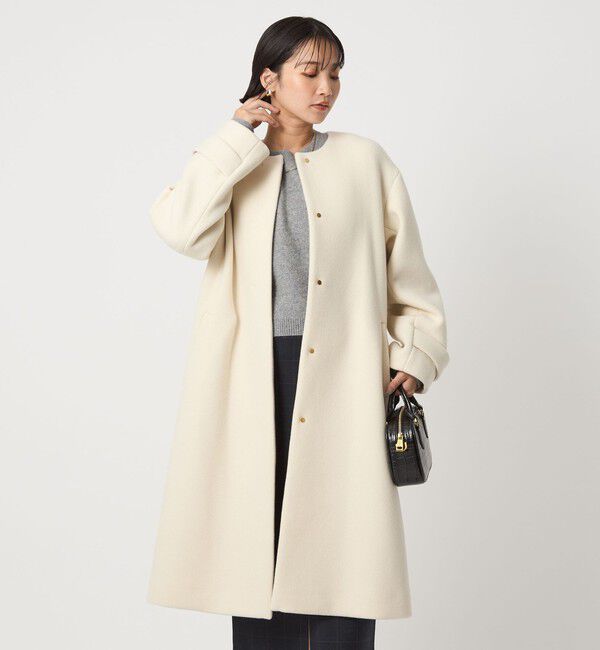 UNITED ARROWS green label relaxing「［size SHORTあり］SENTDALE WOOL セントデールウール ノーカラー コート」|ノーカラーコート|