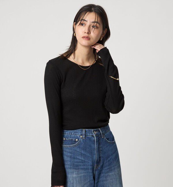 UNITED ARROWS green label relaxing「テレコ クルーネック プルオーバー」|Tシャツ・カットソー|BLACK