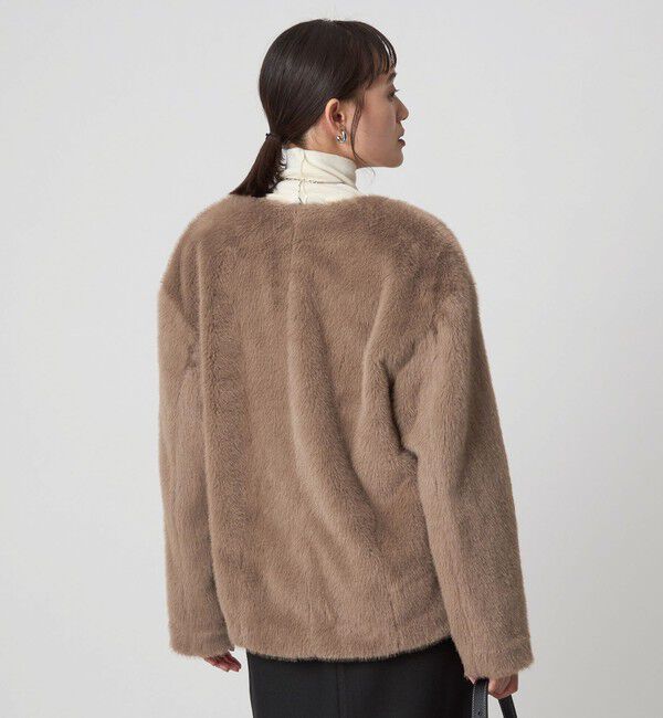 UNITED ARROWS green label relaxing「フェイクファー ノーカラー コート」|ノーカラーコート|