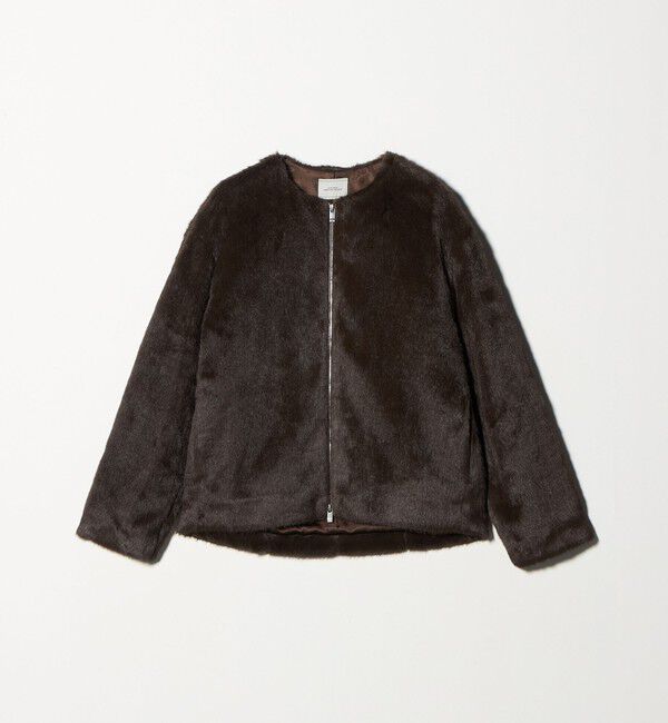 UNITED ARROWS green label relaxing「フェイクファー ノーカラー コート」|ノーカラーコート|