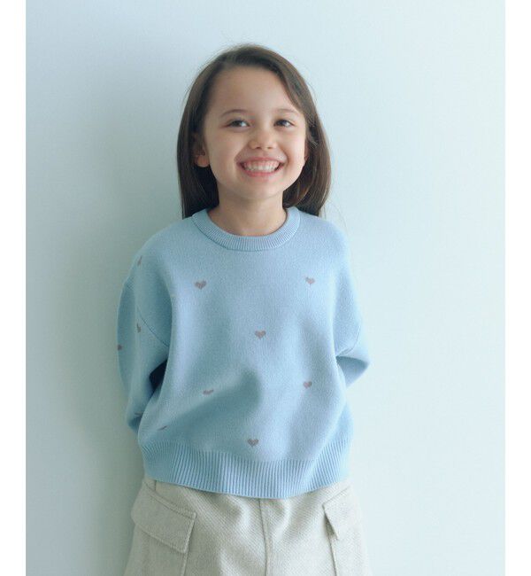 UNITED ARROWS green label relaxing「ハートジャガード プルオーバー / キッズ  100cm-160cm」|ニット・セーター|LT.BLUE