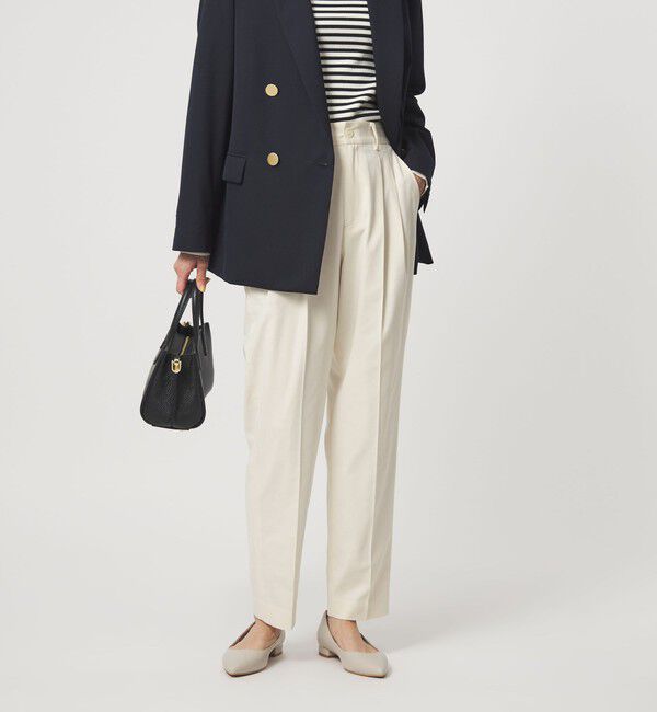 UNITED ARROWS green label relaxing「［size SHORT/TALLあり］Daily Chic タック スリム パンツ オフホワイト」|スラックス|